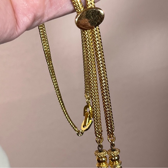 Monet Rare Vintage 1970’s Heavy Gold Lariat Bolo Mobwife Omega Chain Necklace - Picture 5 of 17